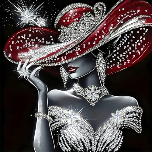 Aodejoy Diamond Painting Elegante Dame, 5D Diamant Painting Bilder für Erwachsene, Hübsche Frau Diamant Malerei DIY Diamond Painting speziell Steine für Zuhause Dekor 30x30 cm -#10