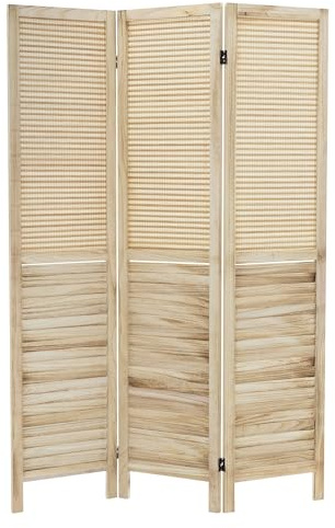 ML-Design Biombo Divisorio de 3 Paneles Modelo Osaka de Madera Natural 170 x 121 cm, Separador de Ambientes Plegable para Interiores, Mampara Independiente para Vestuarios, Pantalla de Privacidad