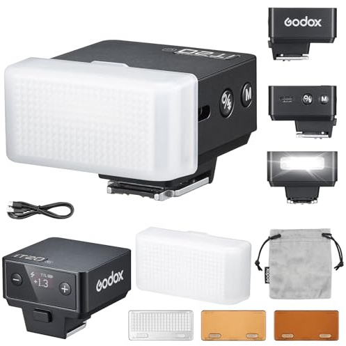 Godox iT20-C iT20 C Flash de l'appareil Photo avec Diffuseur Blanc Speedlite 6 Niveaux de Puissance 700 Flashs à Pleine Puissance TTL Camera Flash avec Puce de Couleur Magnétique pour Canon DSLR(Noir)