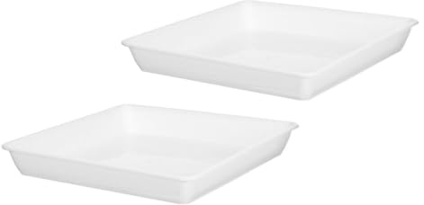 Mikikit Vassoio per Vasi Quadrati in Plastica 2 Pezzi, 9, 82 Pollici | Bianco, Struttura Ispessita Raccolta Acqua, per Vaso da Fiori e Bonsai, Balcone e Giardinaggio