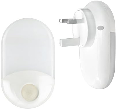 2 Pack Plug in Night Light with Motion Sensor, LED Wall Light Warm White with Dusk to Dawn Sensor, Indoor Lighting for Kids, Hallway, Bedroom, Bathroom