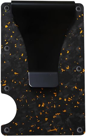 AtEaze Minimalistische Geldbörse | Slim Wallet Kartenhalter mit Geldklammer | Kartenetui aus Aluminium (Carbon Gold)