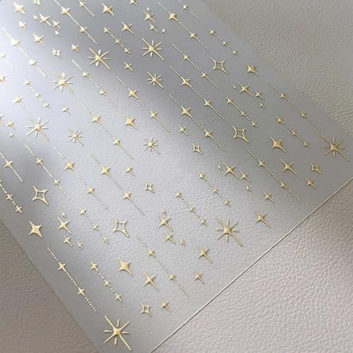 Nymora Stickers Ongles Marbre Doré et Étoiles - 1 Feuille