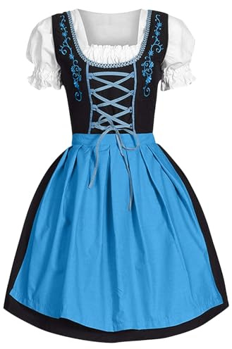 Generico Dirndl - Abito Gonna Tradizionale Bavarese da Donna, per Oktoberfest, Carnevale, Dirndl, Vestito Bavarese Donna Oktoberfest, Abiti Lunghi Sexy Abito Donnas da Taverna Costume Tradizionale