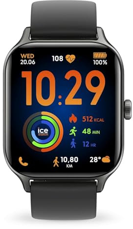 ICE-WATCH - Ice fit RT 3.0 Black - Montre connectée de Sport Noire pour Homme avec Bracelet en Silicone - 025279 (1,97 Pouces)