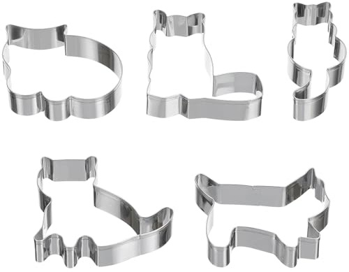 DOITOOL 5 piezas Moldes Galletas Acero Inoxidable Gato Cortadores para Hornear Galletas Fondant Decoración Pasteles Cocina Hogar