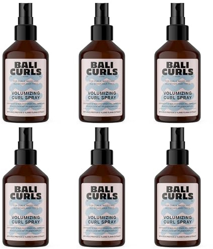 BALI CURLS Volumizing Curl Spray 6x150ml – Lockenspray mit Reisprotein & Ylang-Ylang – Veganes Auffrischungsspray für Volumen & Glanz – Curly Method konform – Lockenpflege für Naturlocken