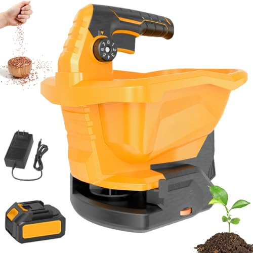 Esparcidor de Semillas Inalámbrico con Tolva de 5,5L, Esparcidor de Fertilizante Portátil con Batería 13000mAh, 6 Niveles de Velocidad Ajustables para Césped, Semillas de Hierba, Fertilizante