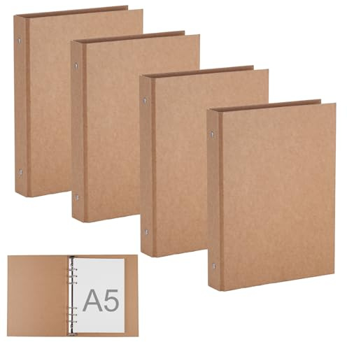 4 Stk Ringbuch A5 Nachfüllbar, Ringbuch A5 6 Ringe, Ordner DIN a5 Natur