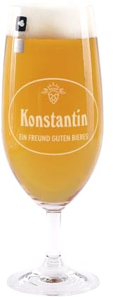 Herz & Heim® Pilstulpe (Leonardo) mit Gratis Gravur des Namens (Ein Freund guten Bieres)