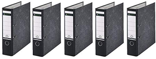 5 LEITZ Ordner 180° 1080-50-95 Schwarz Wolkenarmor 8cm Aktenordner 80mm DIN A4 Büro mit Schlitzen
