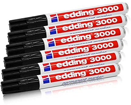Permanentmarker edding 3000, schwarz, 1,5-3 mm, nachfüllbar, 6er-Pack