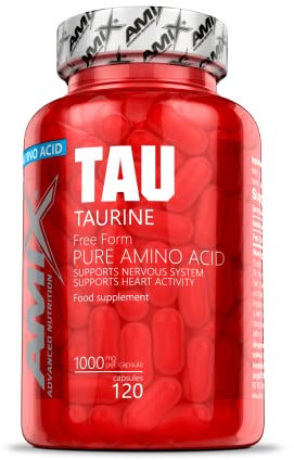 AMIX - Suplemento Alimenticio Taurine en 120 Cápsulas - Ayuda a Aumentar la Fuerza y la Resistencia - Ayuda a la Concentración - Contiene Taurina - Suplemento Deportivo