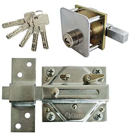 Lince Cerrojo 7930TRAS I Cerrojo cromada 74x85mm I Pensado para TRASTEROS I Alta seguridad también para el resto de tu hogar.