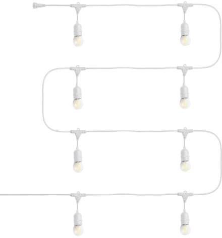 LEDKIA LIGHTING Set Girlande Waterproof 5.5 M Weiss + 8 LED Lampen E27 Filament 4 W 2700K Warmweiß | Ideal für Weihnachten