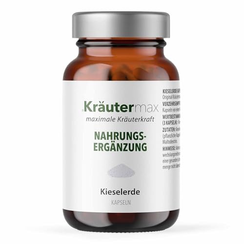 Kräutermax Kieselerde Kapseln Hochdosiert 90 Stück - Vegan, Glutenfrei, 336 mg Kieselerde pro Kapsel