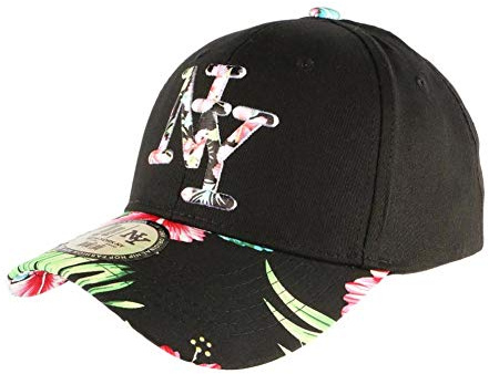Baseballkappe NY, schwarz, rote Blumen, Gili Baseball, Fashion Tropic – Unisex