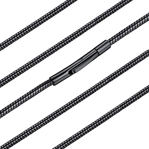 FaithHeart Schwarz Kette für herren damen Schlangenkette 2mm breit 50cm lang Halskette mit Geschenkebox für Weihnachten Geburtstag