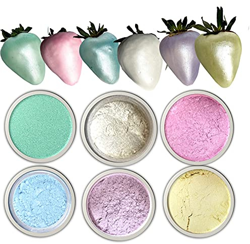 Edible Glitter Shimmer Luster DUST Set for Cake Decoration 6 Colors Set. Food Cake Chocolate Paint (Easter Baby Pastel)