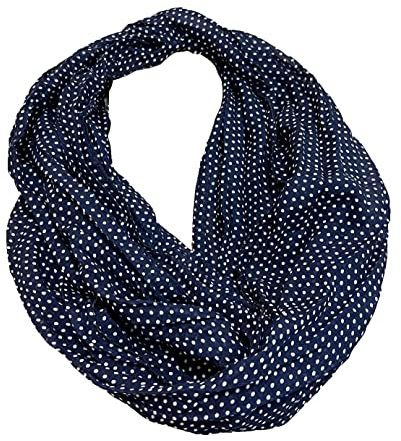 J26 Dots Punkte Seide Sommer Loop Farbverlauf Silk Uni Rundschal Schlauchschal Stola Schal leicht (Blau Weiß), 160 x 48cm