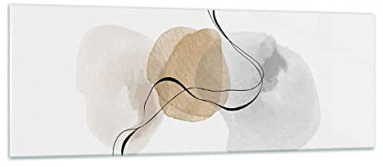 Panorama Bilder auf Glas Abstrakt minimalistisch Aquarell Glasbild 140x50cm Wandbilder Dekoration Wohnzimmer Schlafzimmer Küche Groß XXL Wanddeko Bild im Glas Wand Kunstdruck Art Modern GAB140x50-4827