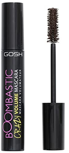 GOSH Boombastic Crazy Mascara für extremes Volumen & lange Wimpern I Volumen-Wimperntusche mit präzisem Bürstenkopf I Wimpern ohne Klumpen I hautverträglich & parfümfrei I 005 Chocolate Brown