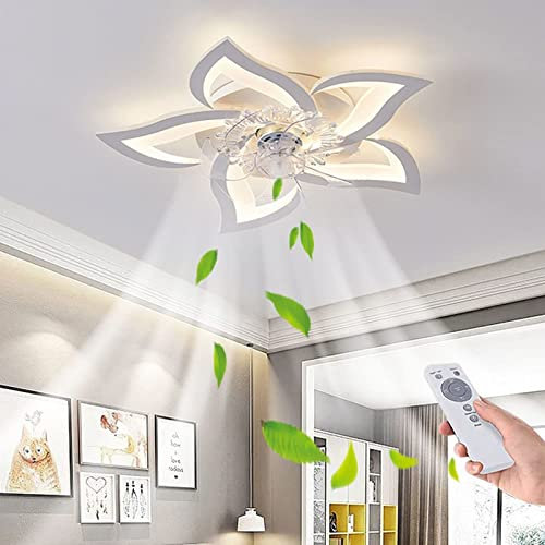 VVLXRIC Flower Fan - LED Shape Bedroom Ceiling Lamp Flower Ceiling Fan with Light 6 Wind SpeedsRemote Control Dimmable Timing Universal Remote for Ceiling Fan 50W 27.2in5in