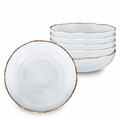 ARCA, Servizio di Piatti, Set di 6 Piatti Fondi, Realizzati in Melamina, Set per la Tavola, Colore Bianco, Collezione Tierra, 20x4 cm