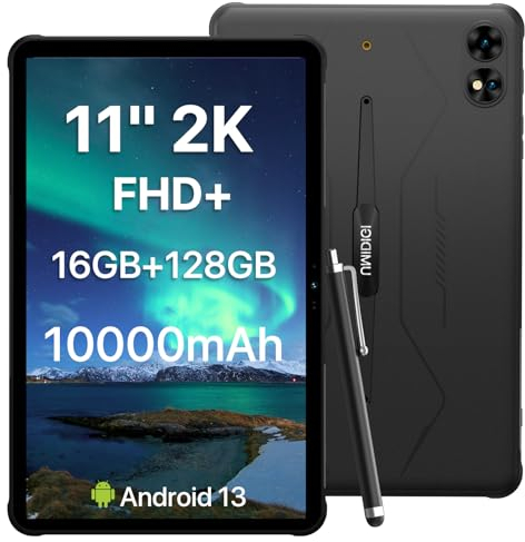 UMIDIGI Rugged Tablet 11 2K,16GB+128GB/TF 2TB Tablet Android,10000mAh Impermeabile Tablets con Dual SIM 4G LTE,2GHz Octa-Core, Tablets,Dual 16MP, 4 Altoparlanti Stereo,2.4+5G Wifi/GPS/