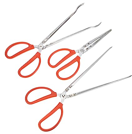 MAGICLULU Pinze Per Granchi E Aragoste in Acciaio Inossidabile, Set Di 3 Pezzi (28cm Dritto, 38cm Dritto, 38cm Curvo), Strumenti Ergonomici Per La Pesca E La Raccolta Di Rifiuti