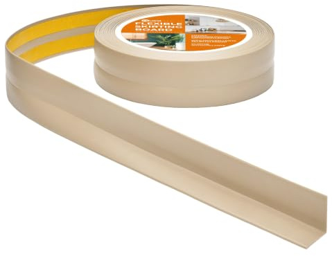 Quest mjuk golvlist Självhäftande | 15 mm x 15 mm | 10 Meter | PVC böjbar golvlist för kök badrum Tätningsband Flexibel Tät Dekorativ Beige