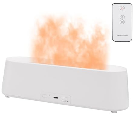 7 färger aromdiffusor, 300 ml doftspridare, aromaterapidiffusor med flameffekt, ultraljudsluftfuktare, doftdiffusorlampor för hemmet (vit)