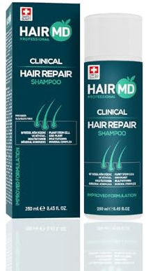 HairMD Clinical Repair Schampo, 250ml, Flytande, Parfymfri, för Hårtransplantation och PRP-behandlingar, Förhindrar Håravfall, Alla Hårtyper