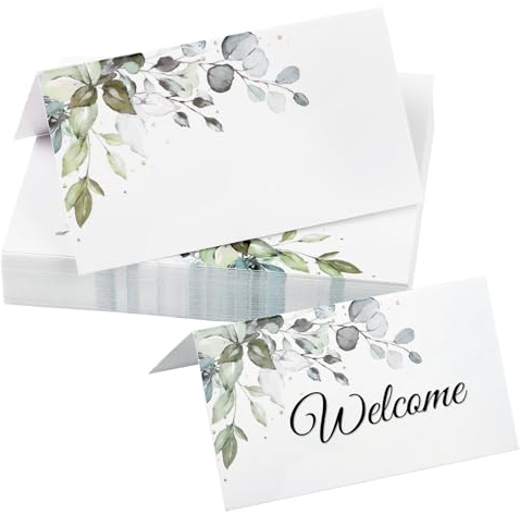50 Pezzi Segnaposto Cartellini Stile Foglia Verde 10x9cm Per Matrimonio, Tavolo, Comunione, Compleanno, Festival, Festa, Battesimo