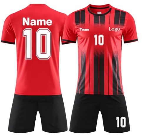 Camisetas de Futbol Personalizadas 2 Piezas Camiseta Personalizada Hombre Niño Equipacion Futbol Niño Personalizadas con Nombre Número Logotipo del Equipo Conjunto Kit Entrenamiento Futbol Niños