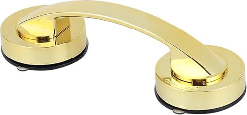 Haltegriff For Die Dusche Mit Saugnapf, Beweglicher Duschgriff Mit Saugnapf, Rutschfester Kunststoff, Kein Bohren, Sicherheitsglastür, Badezimmergriff For Badewanne, WC-Wandgriff (Farbe: A)(Gold)
