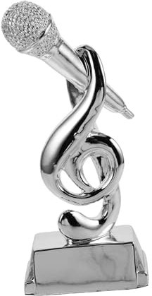 DECHOUS Resin Silver Trophy Microphone for Singing Contest Awards