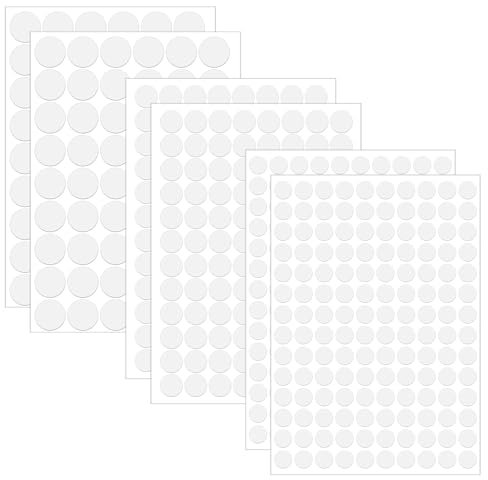 BOHUIZ 6 Sheets 580 Pcs Self-Adhesive Screw Hole Cover Stickers, 12 mm/15 mm/21 mm White Screw Covers Caps Sticker PVC Waterproof Screws Cap Covers for Wall Cabinets Bookcase Desk Furniture Repairing