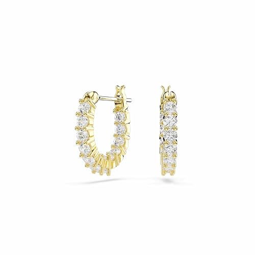 Swarovski Matrix Vittore Hoop örhängen, rund snitt, vit, guldfärgad pläterad