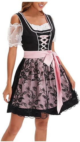 Oktoberfest Women's Dress Short Sleeve Beer Dress Stage Performance Dress Casual Skirts for Women Medieval Helmet Made of Plastic, black, M