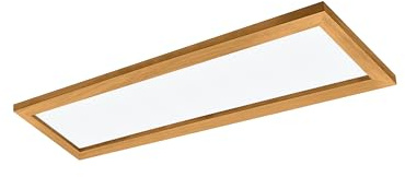 EGLO connect.z Smart-Home LED Panel Salobrena-Z, 120 x 30 cm, ZigBee | App und Sprachsteuerung Alexa, warmweiß-kaltweiß, dimmbar, Holz Deckenlampe Natur