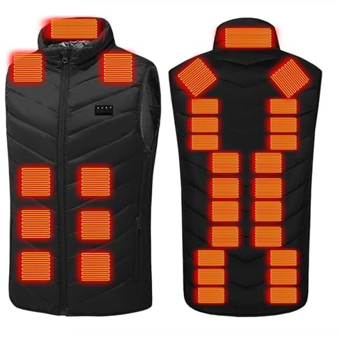 Gilet Chauffant pour Homme Femme, Veste Chauffante Sans Manche Électrique , Blouson De Chasse Thermique électriques Hiver,Veste Vêtements Chauffé pour Randonnée Chasse Activités de Plein Air