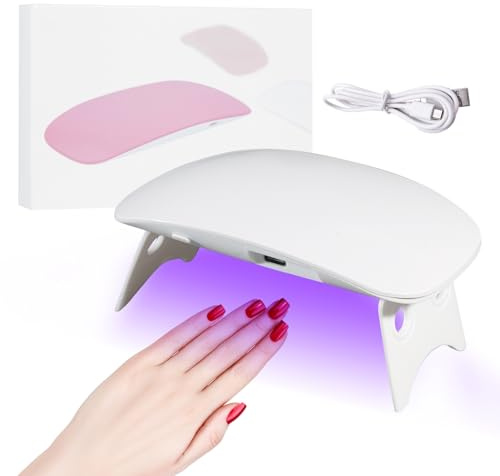 Mini UV Lampe für Gelnägel, weiße Mini UV Lampe für Nägel mit 45s/60s-Timer, tragbare UV Nagellampe mit TYPE-C-Kabel, geeignet für Kunstnägel, künstliches Gellack