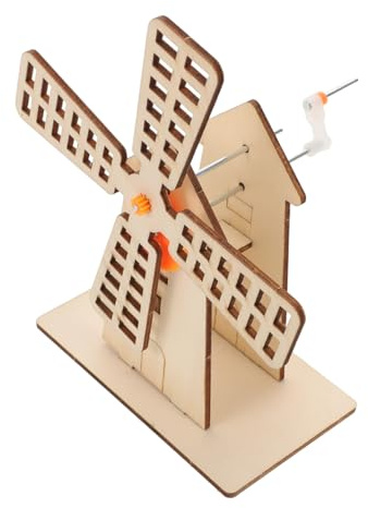 ibasenice Wooden DIY Windmill Science Kit for Kids, Rotating Model, Easy Assembly, Science Experiment Toy for Visual Learning and Family Bonding Activity