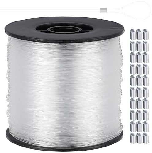 GALPADA Cuerda para Colgar Cuadros de Nylon Transparente 080 MM 200 Metros 60 Piezas de Accesorios de Aluminio Kit Completo para Marcos de Fotos y Proyectos DIY