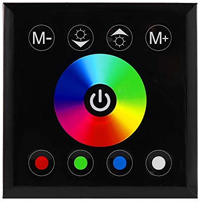 Zerodis Accesorios de Iluminación, Regulador de Intensidad Led Rgbw con Control Táctil Inteligente para Tira de Luces Led de 24 Voltios, Controlador de Panel Táctil (BLACK)