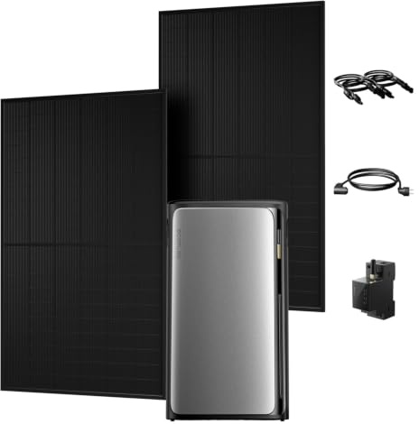 Powerness® All in One 1000W Balkonkraftwerk mit Speicher 1920Wh, ECOFLOW STREAM Ultra mit 4 MPPT, Smarten Zähler & Zubehör Komplettset, 2× 500W Full Black Bifaziale Solarmodule, Plug & Play(0% MwSt)