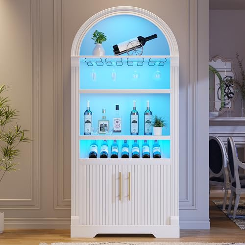 LVSOMT LED Bogen Weinschrank Holz (Weiß)