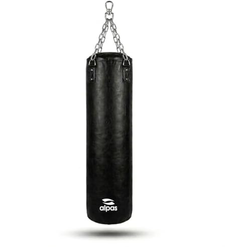 Alpas Boxsack 120cm gefüllt/ungefüllt - robust & langlebig | Sandsack in Profiqualität I 4-Punkt Stahlkette für Boxen, Kickboxen, MMA, Muay Thai und weitere Kampfsportarten I Kunstleder (ungefüllt)