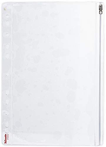 Esselte stansad ficka med gliddragkedja, paket med 5, transparent, 200 mikron PVC-material, 411200